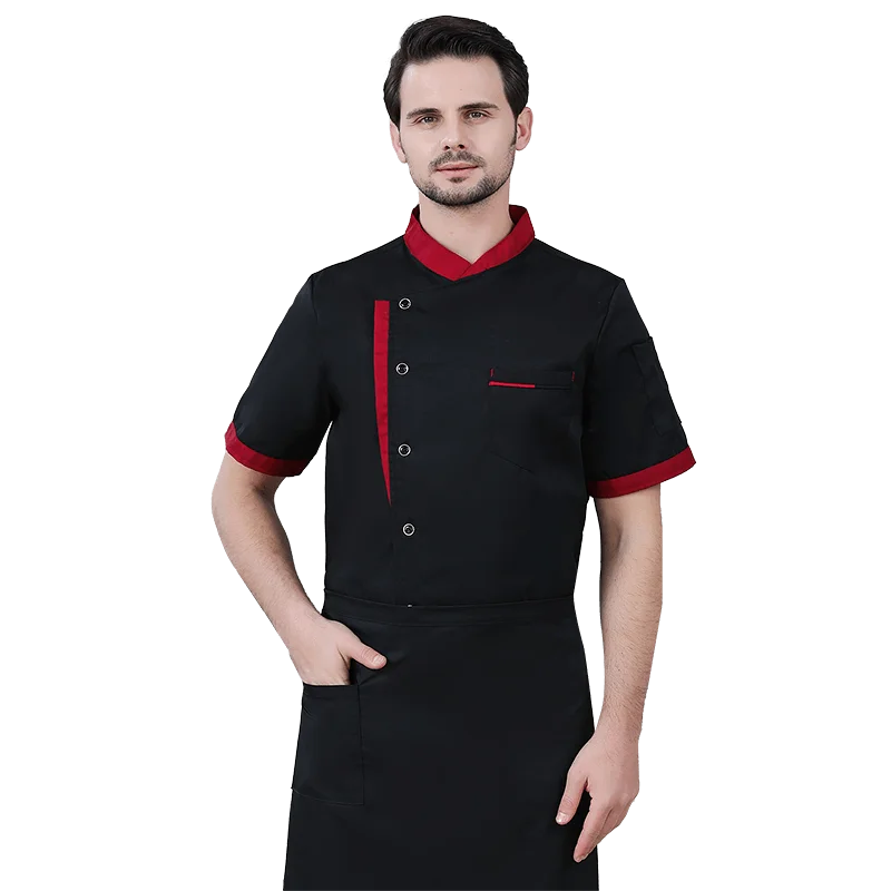 Neue Unisex Küche hotel Chef Uniform Bäckerei Lebensmittel Service Kochen Kurzarm shirt Atmungsaktiv Zweireiher Koch Jacke kleidung