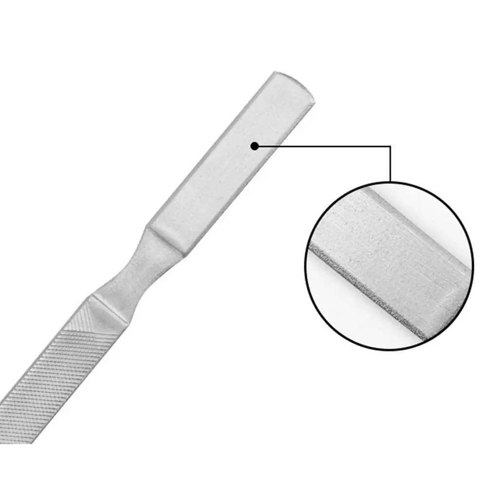 Durable Concave Handle Stainless Steel Double sided Nail Art Tools Nail Grinding Buffer Pedicure Tool Cuticle Remover Nail File