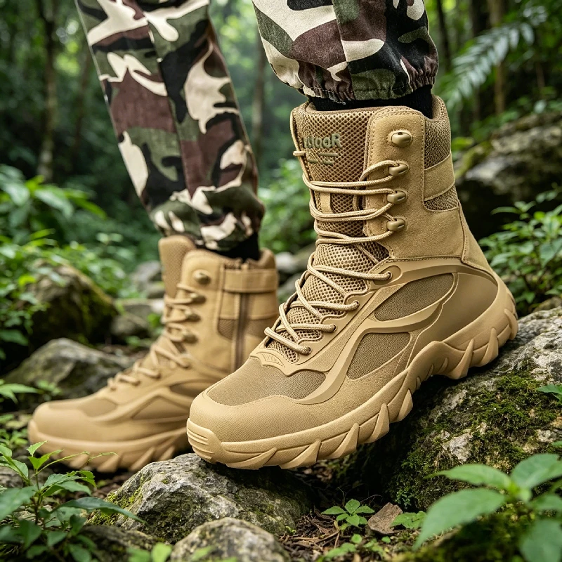 YUYIN Boots for Men Autumn High Top Desert Casual Flats Mens Boot Breathable Non Slip Work Shoes Motocross Ankle Boots for Men