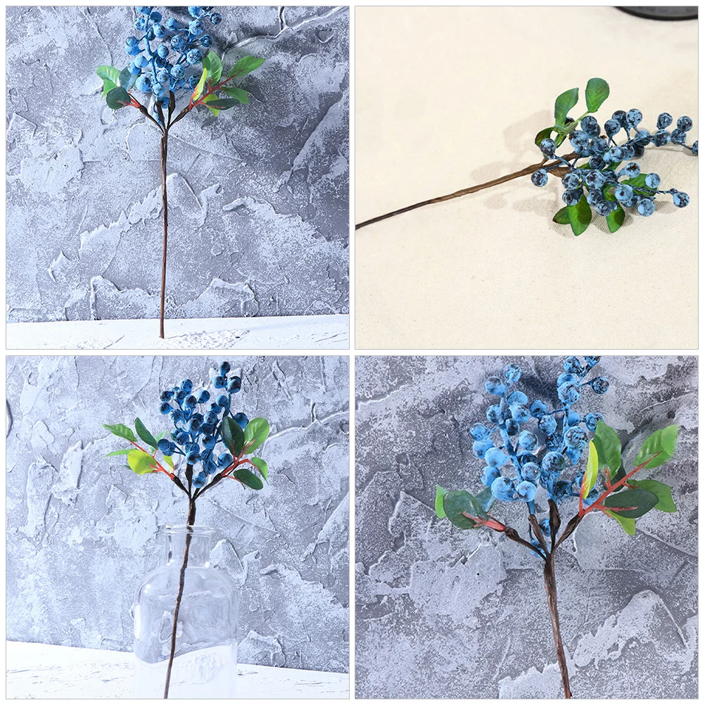 

3pcs Artificial Blueberry Stems Fake Blueberries Picks For Christmas Wedding Decorations Floral Centerpiece Supplies
