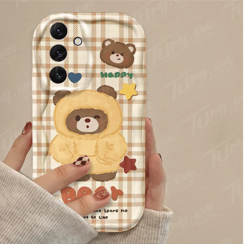Lovely Coffee Bear Silicone Phone Case For Samsung Galaxy A52 A32 A52S A72 A12 A22 A11 A21S A31 A51 A71 A20 A30 A50 Back Cover image 2