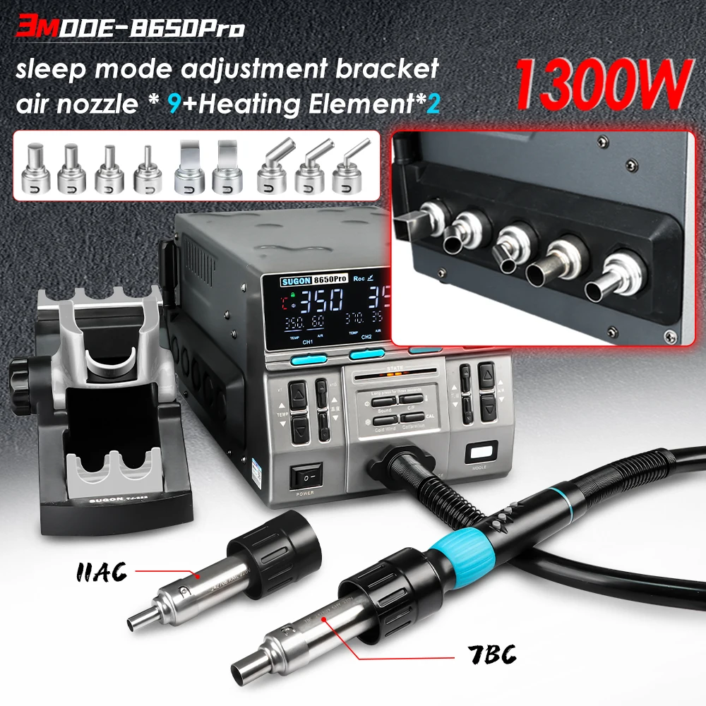 SUGON 8650pro 1300 W Heißluft Rework Station 3 Modus Digital Display Intelligente BGA Rework Station Für BGA PCB Chip reparatur Werkzeug