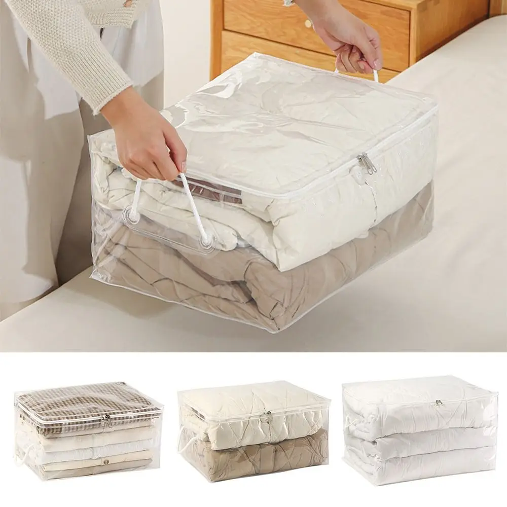 Transparent Quilt Storage Bag Large Capacity Waterproof Clothes Storage Organiser with Handle Dustproof Clothes Storage Bag