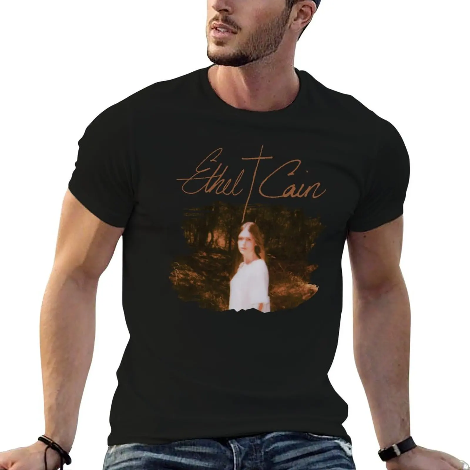 

Ethel Cain Photo With Text v2 T-Shirt t shirt man designer t shirts for man graphic tees man t shirt heavy cotton T-shirt