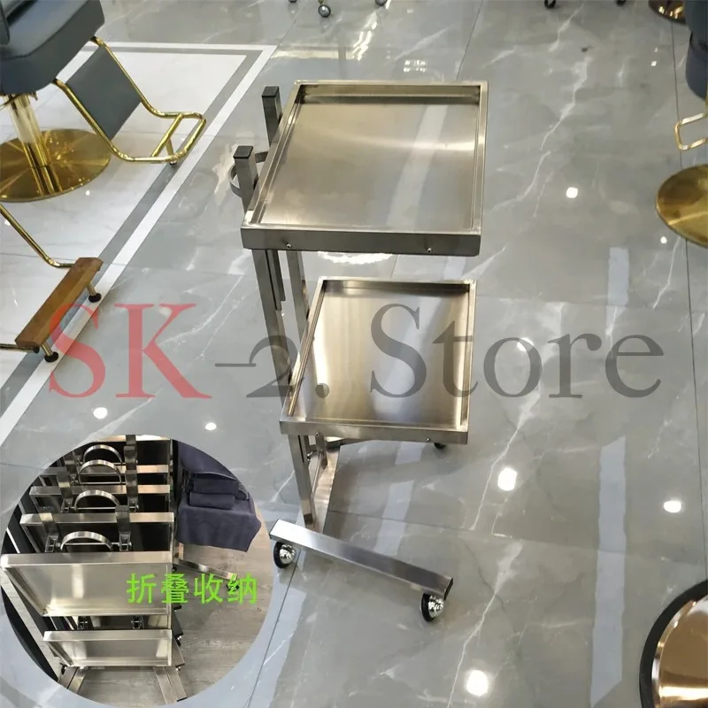 Stainless Steel Trolley Universal Wheel Shelf Home Bathroom Living Room Floor Multi-Layer Movable Storage Racks