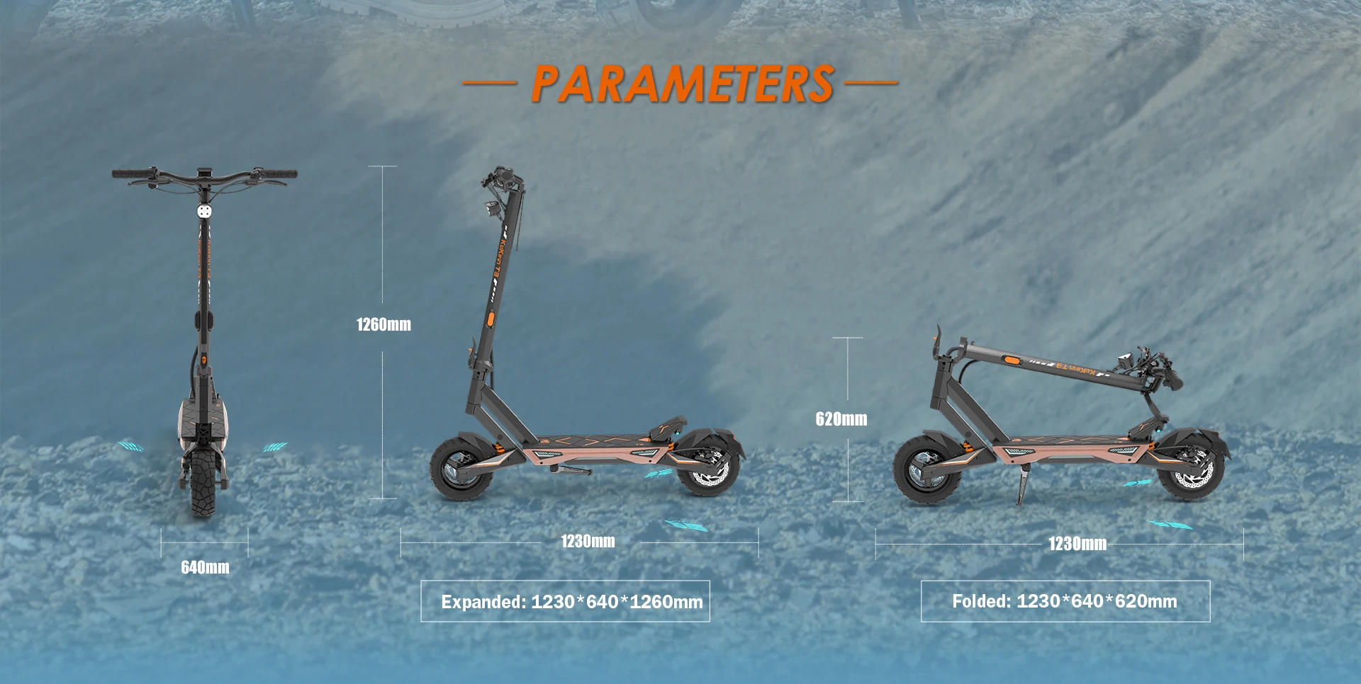 Kukirin T3 All-Terrain Foldable Electric Scooters 45 KM/H Speed 800W Motor 58KM Range 48V15.6Ah Battery 10 " Tires E-Scooter