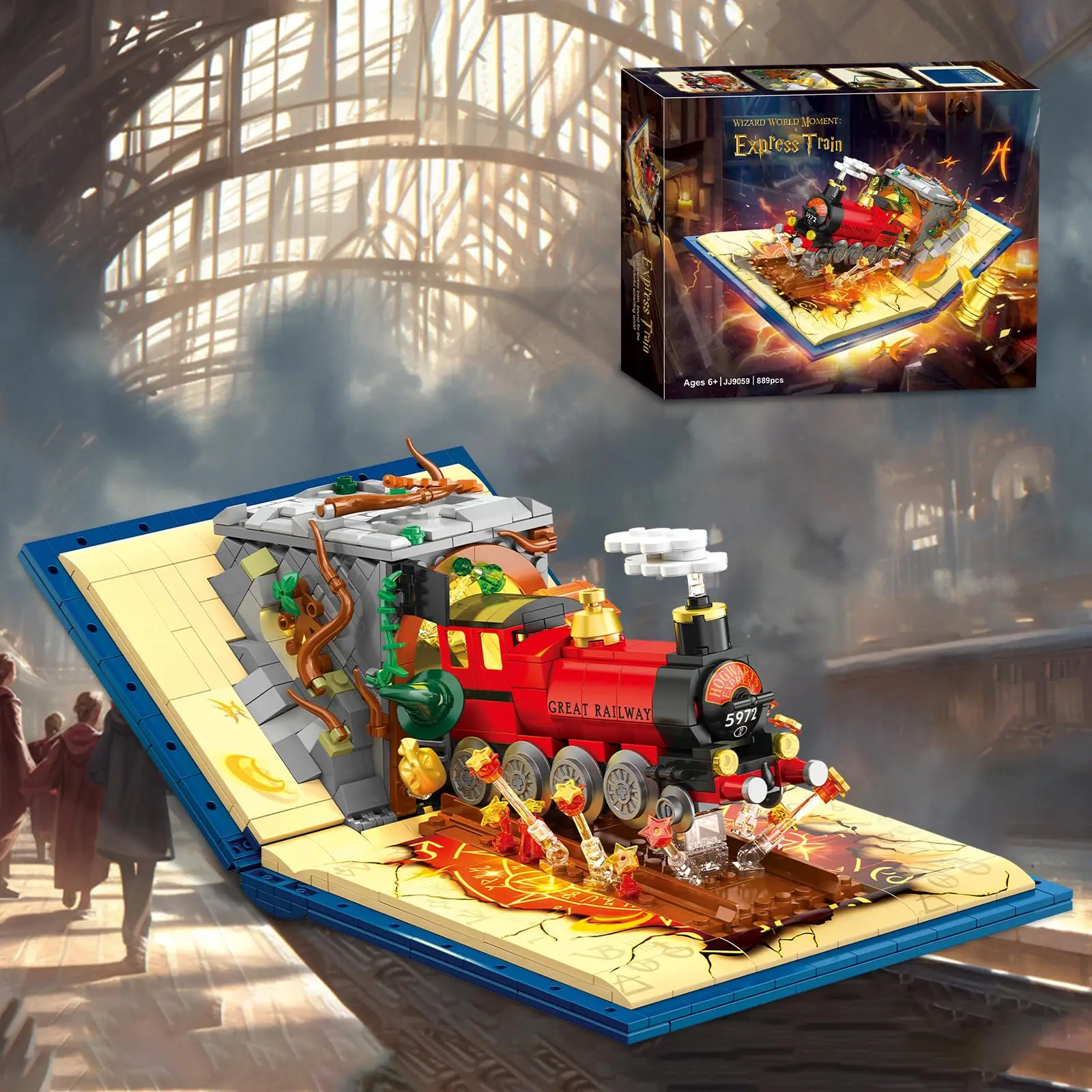 

Строительные блоки по поезда Гарри Поттера MOC Magic World Station Book 3D модель архитектура мини-кирпичи игрушка для детей подарок