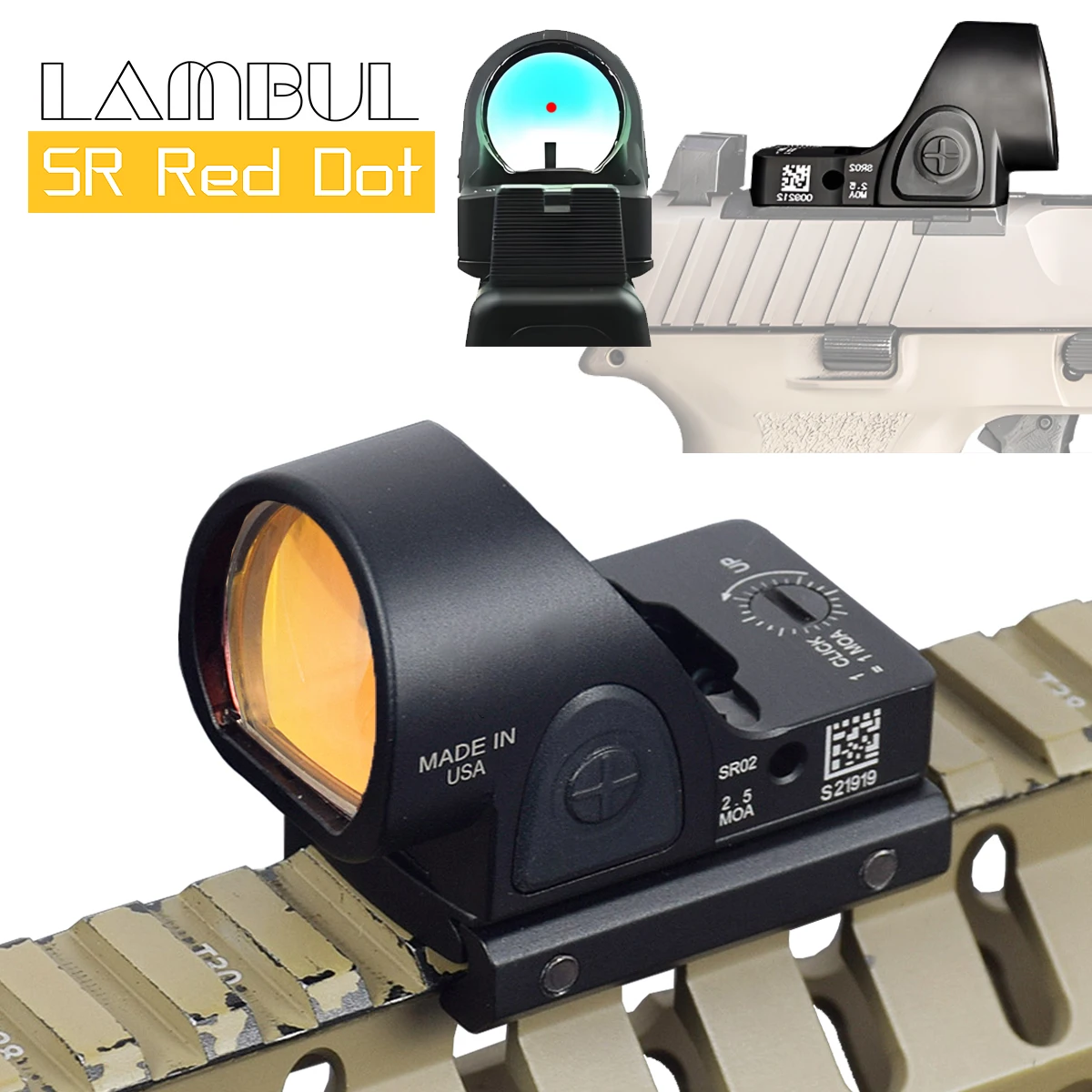 

Tactical SR Red Dot Sight Scope Collimator Hunting RM Holographic Optics Riflescope for Pistol Glock17 20mm Rail Airsoft AR15 M4