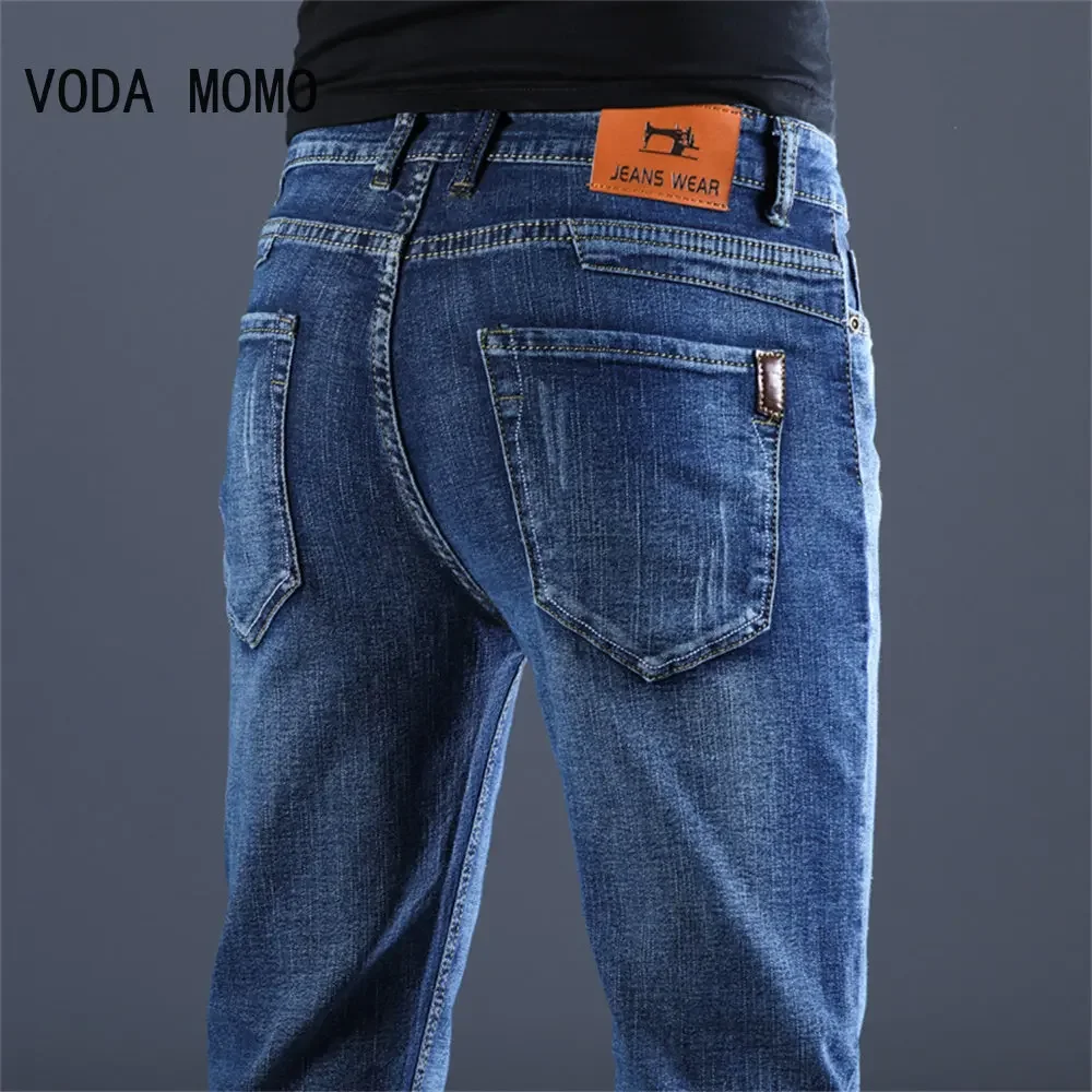 

Осенне-летние джинсы, мужские прямые эластичные обычные джинсы для мужчин, черные классические винтажные мужские брюки, джинсы, большой размер 29-38 40