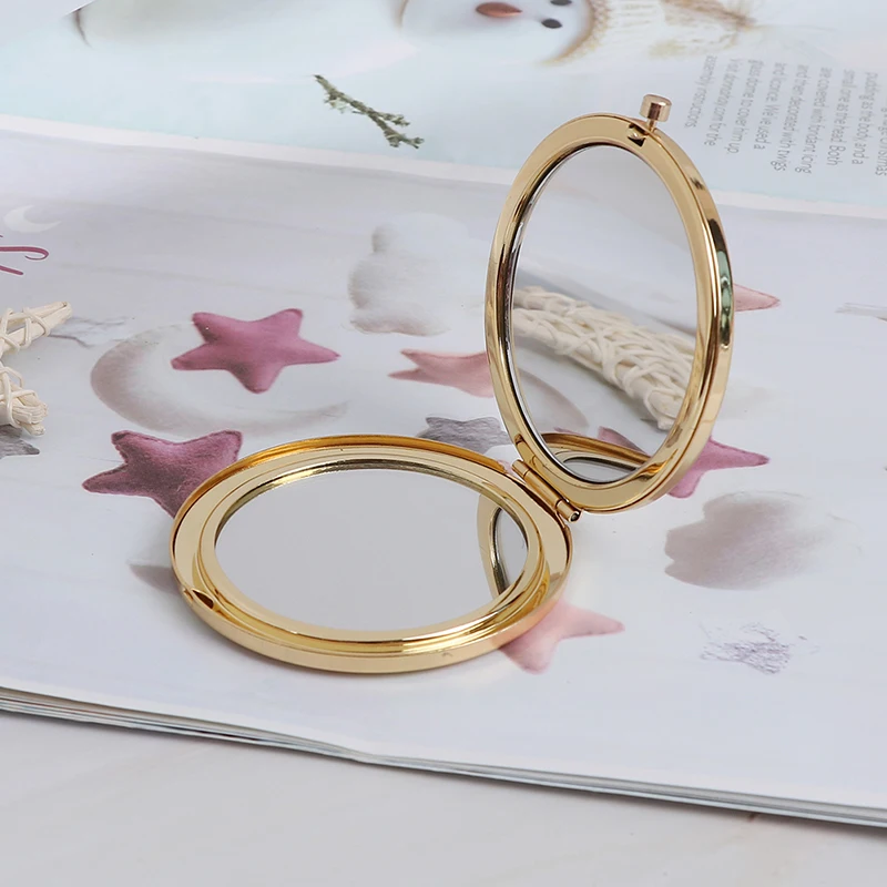 Vintage alloy compact pocket mirror folded makeup cosmetic mirror magnifying
