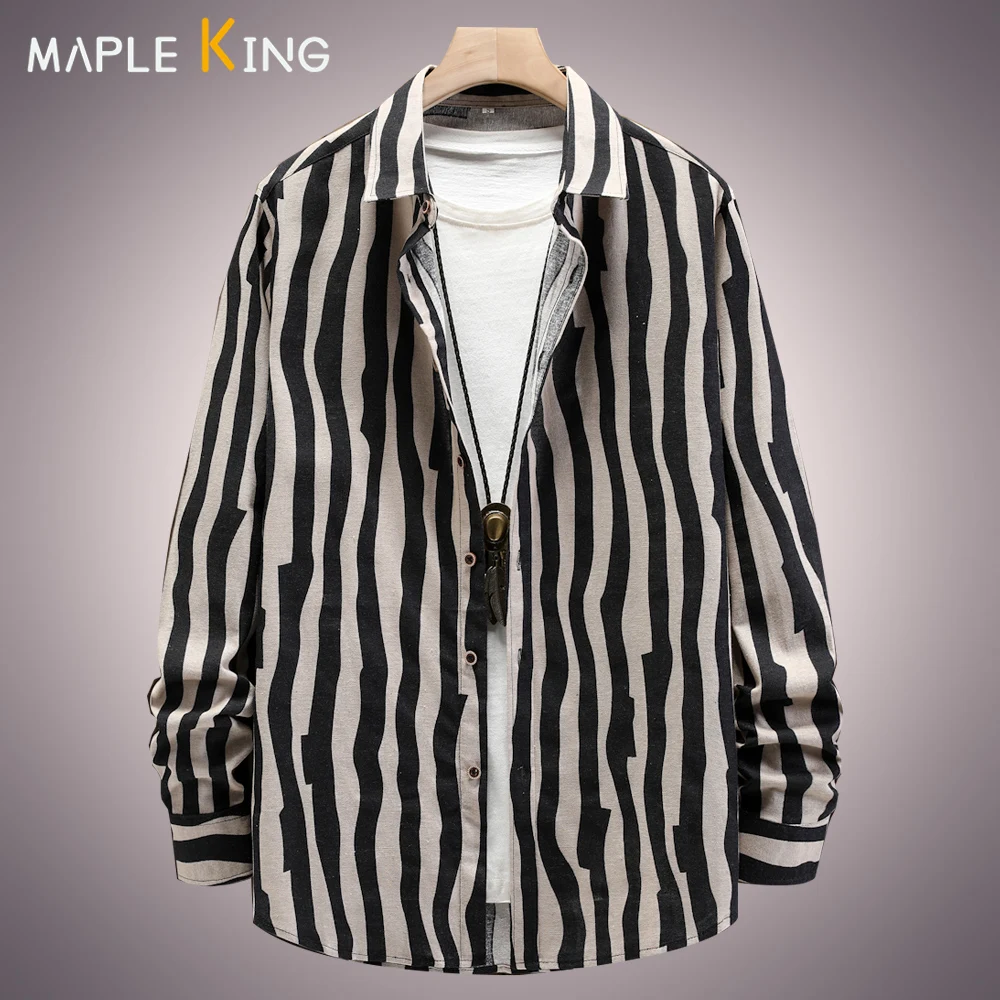 

Plus Size 5XL Streetwear Hip-hop Long Sleeve Zebra Stripes Shirts for Men Harajuku Stylish Casual Oversized Camisas De Hombre