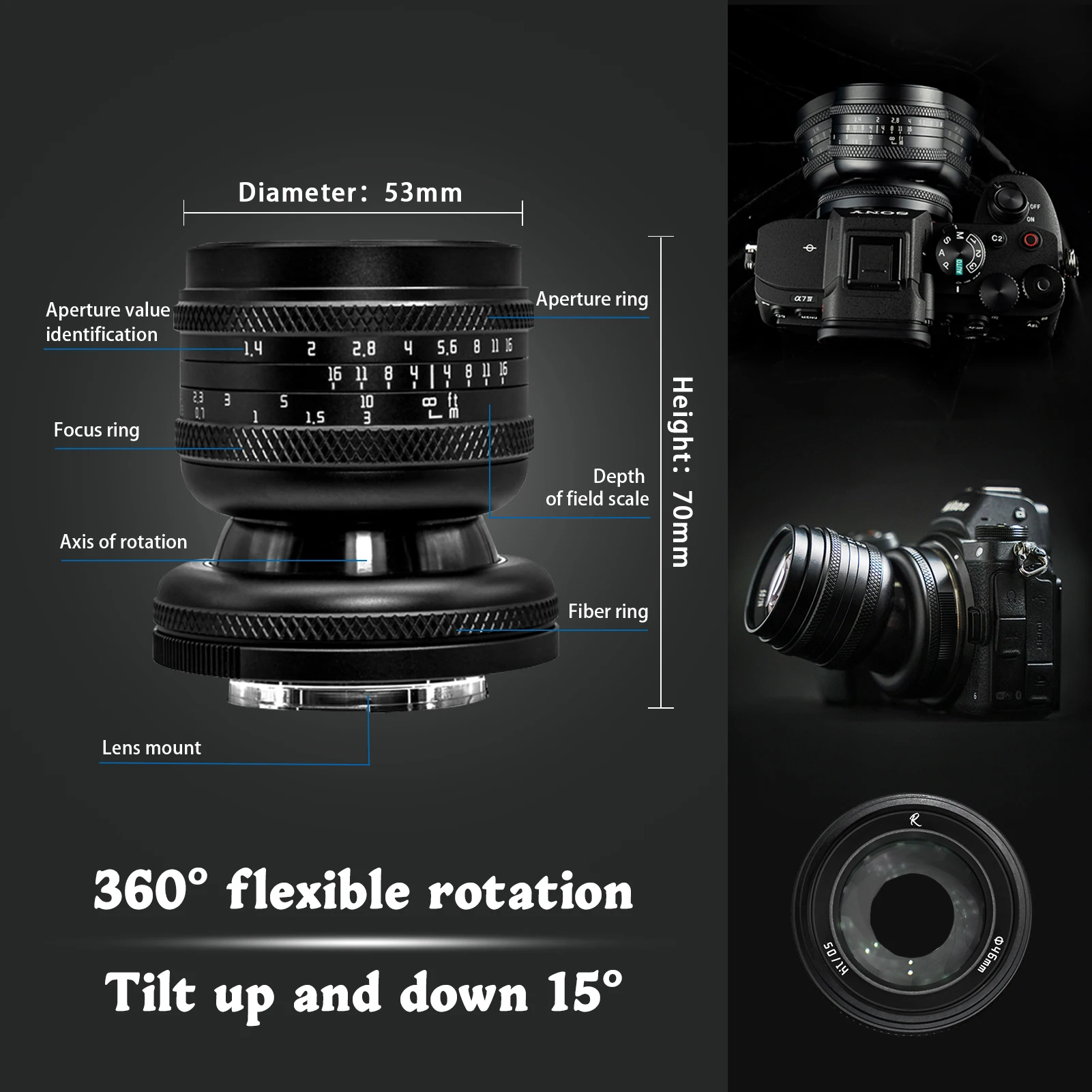 AstrHori Tilt 50mm F1.4 Full Frame Camera Lens Large Aperture MF Lens for Sony E Canon RF Nikon Z Fujifilm X M4/3 L-Mount