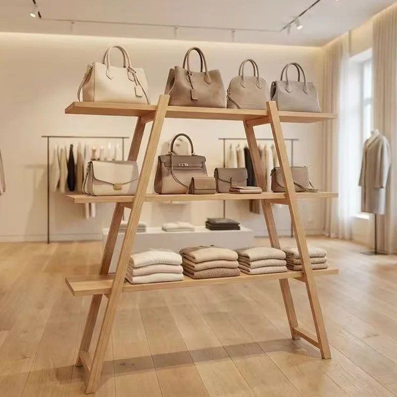 Ornament display stand Solid wood multi-layer exhibition stand Commercial display Clothing store Art display stand