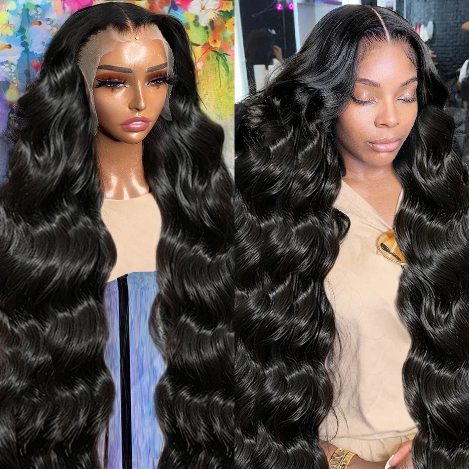 Luvin HD Transparent 180% Body Wave 13x4 Human Hair Lace Frontal Wigs 30 40 Inch Braizlian Remy 13x6 lace Front Wig For Women