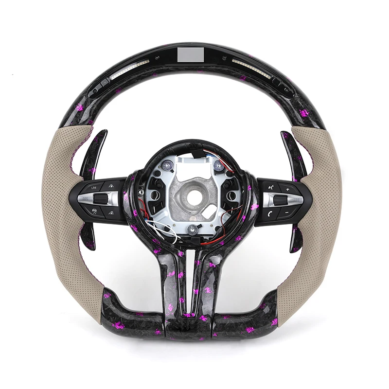 

Half Perforated Leather Purple Forged Carbon LED Steering Wheel For BMW F10 F20 F22 F30 F32 M5 F90 F80 M3 M4 F82 M2 F87 Coupe