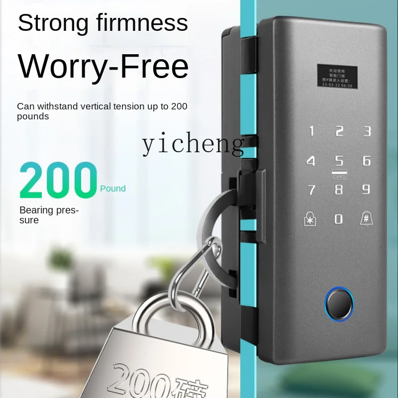 ZC Glass Door Fingerprint Lock Framed Punch Free Waterproof Door Password Lock Framed Electronic Smart Lock