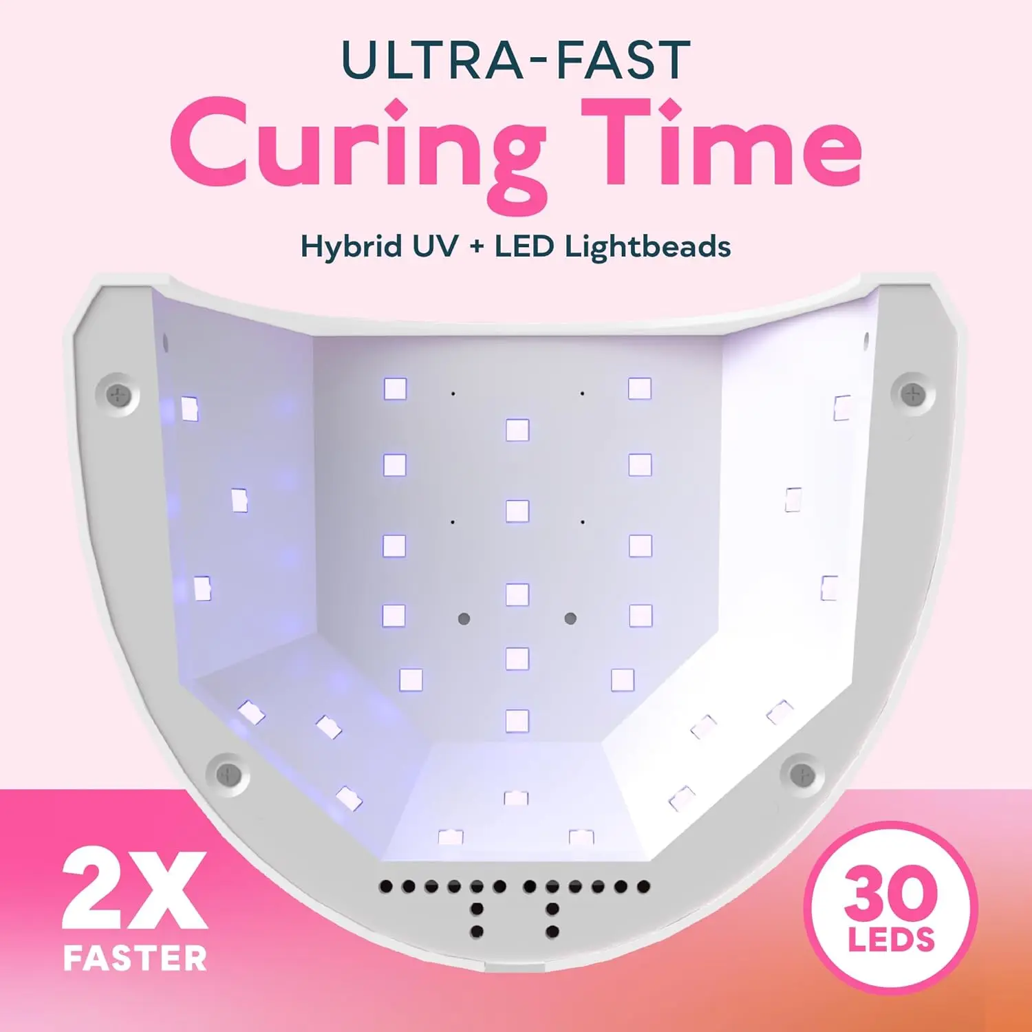 Lampe à ongles professionnelle UV LED avec 3 minuteries pour vernis gel à séchage rapide, design blanc