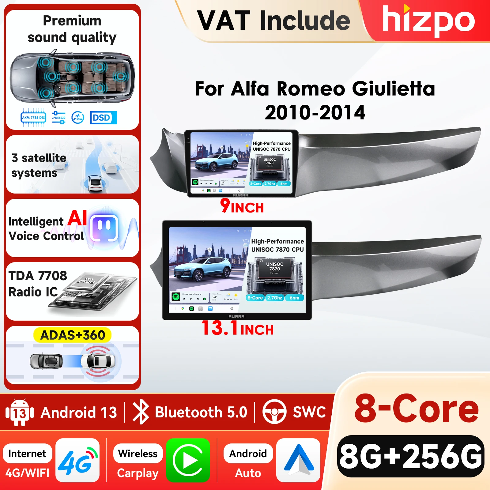 Autoradio Android 14 avec écran 2K pour Alfa Romeo Giulietta 2010-2014, lecteur multimédia intelligent, écran tactile QLED IPS, navigation, unité centrale, moniteur, système automobile intelligent, Carplay 4G, caméra ADAS 360°, écran partagé en 3 parties