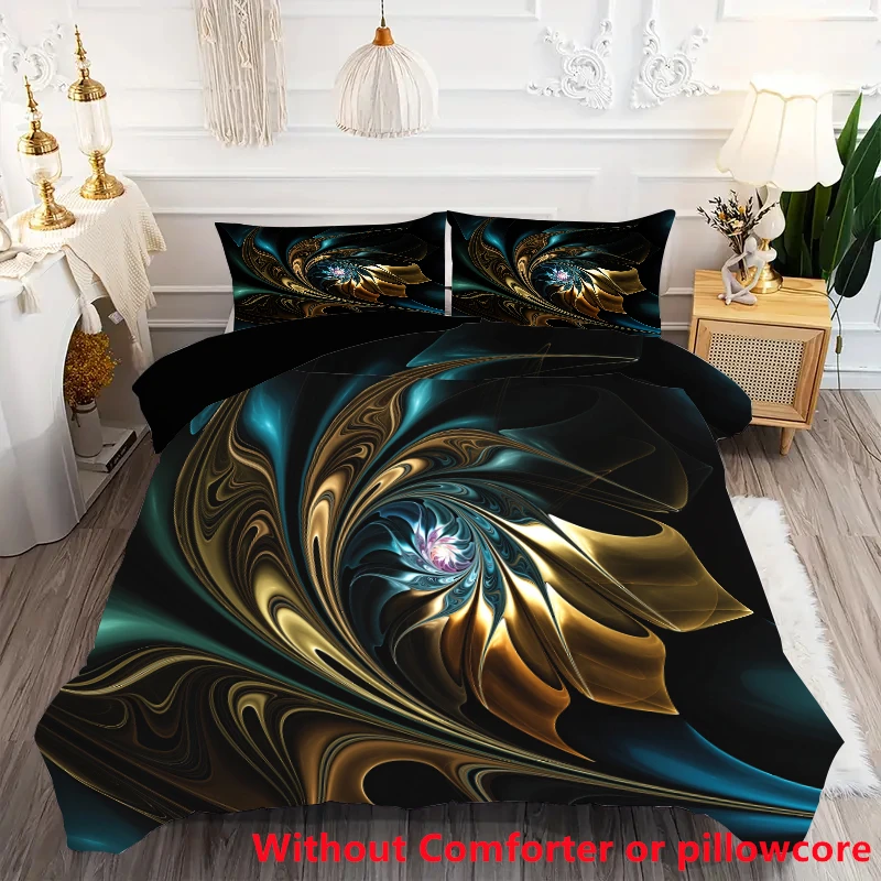

3D Printed Black And Golden Floral Bedding Set Soft Comfortable Bedding Cover Pillowcase Luxury Modern Fashion Duvet Cover Sets