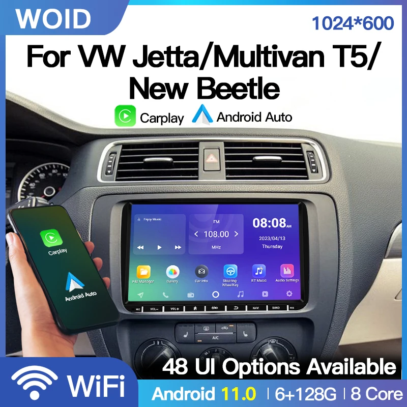 

9" Car Radio Multimedia Player For VW Volkswagen Jetta Multivan T5 New Beetle Android 11 2 Din Carplay GPS Video Navigation BT