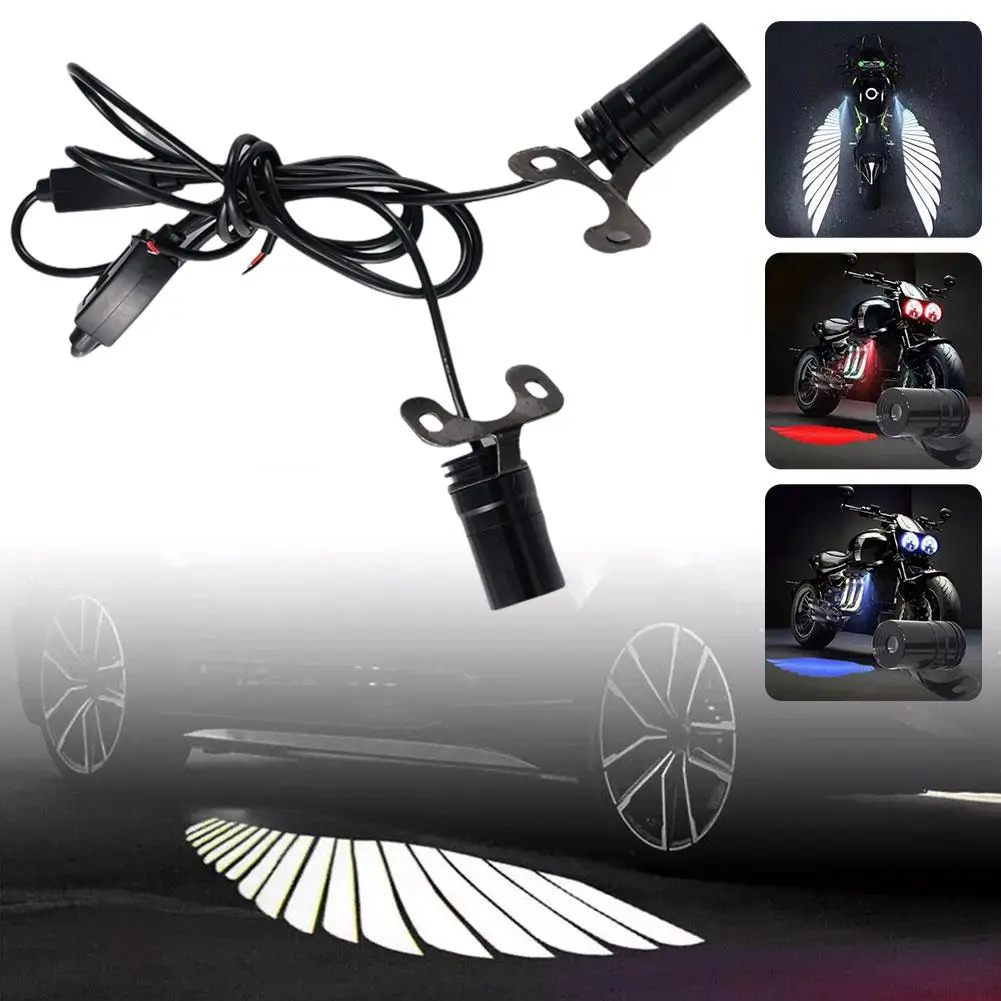 2PCS Motorcycle Angel wings LED projection light electric car street modification welcome decoration anti-collision laser light