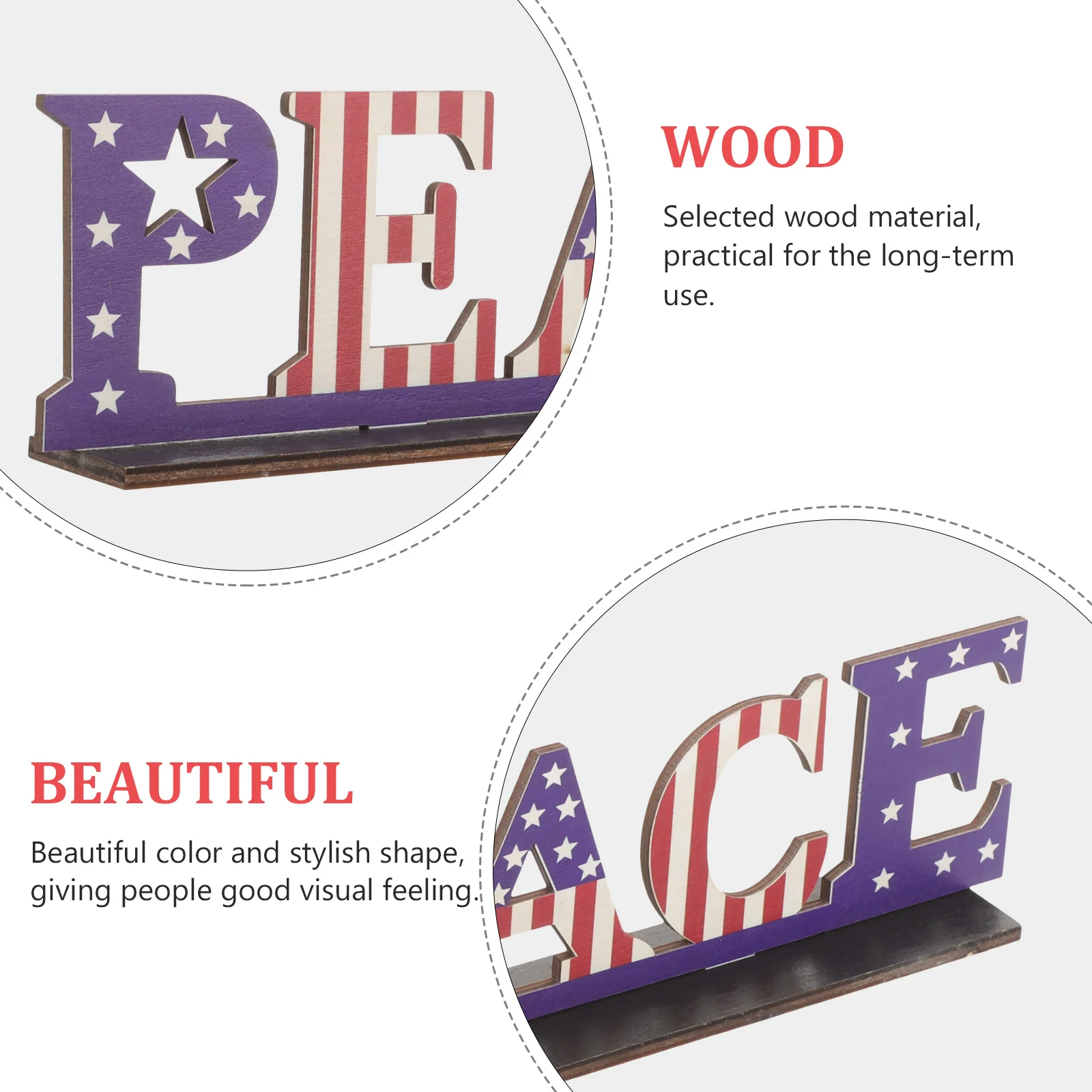 

1Pcs Wooden Letter Ornament Wood Craft Decor Independence Day Theme Wood Decoration Home Desktop Festival Adornment Usa