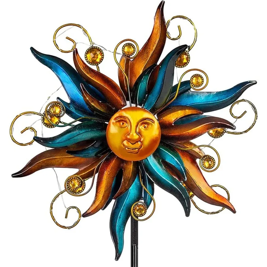 

Garden Solar Wind Spinner Sun Outdoor Metal Wind Sculpture Yard Art Decor for Patio Lawn and Garden