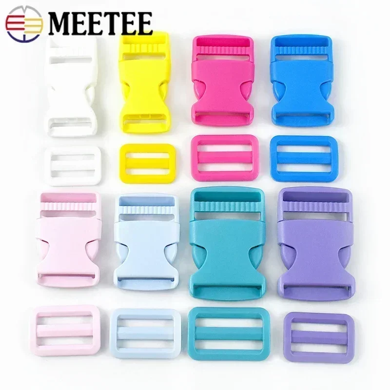 

5/10Sets Meetee 25/32/38mm Plastic Side Release Buckle Tri Glide Slider Buckles Bag Strap Webbing Adjust Hook DIY Accessories