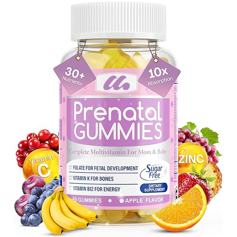 

Sugar free prenatal gummies - over 30 nutrients (choline, folate, iron, vitamins) -60 capsules