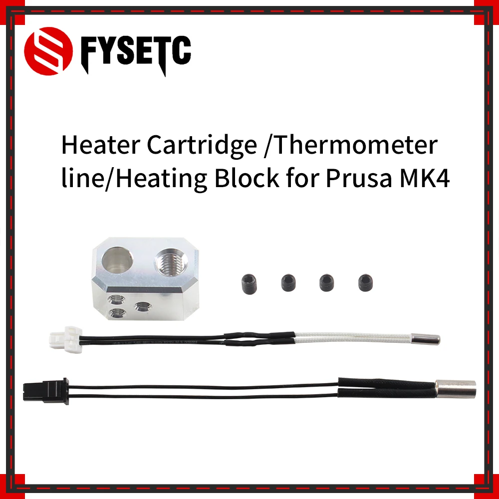 For Prusa MK4 Thermometer Thermistor Line Heating Block Kit 24V 40W Cartridge Heater Nozzle for Prusa MK4 3D Printer Extruder