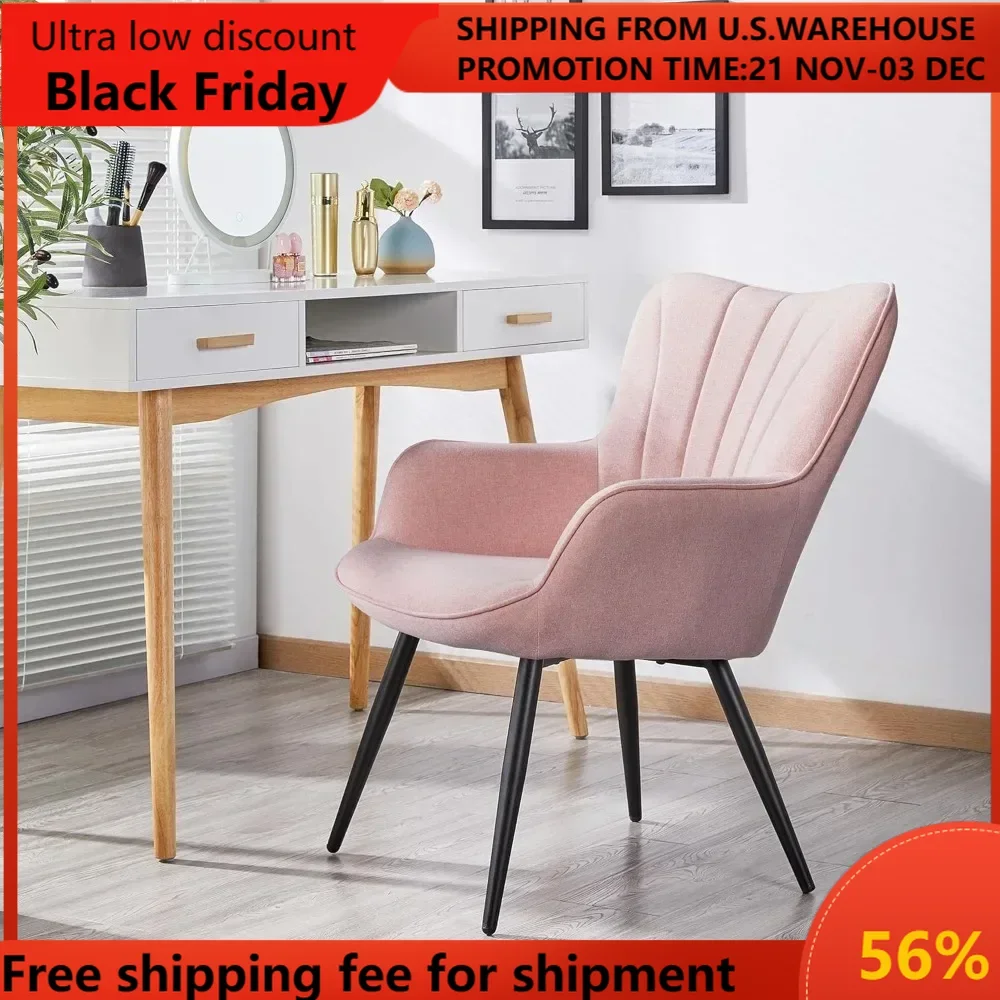 

Accent Chair, Modern and Elegant Armchair, Linen Fabric Vanity Chair Living Room Chair with Mental Legs and High Back