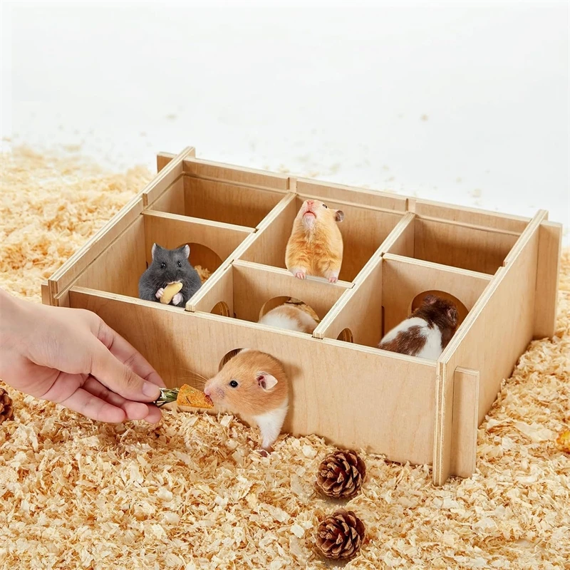 Solid Wood Hamster Maze Toy Creative Hideout Exploration Playset For Hamster Owners Small Pets Cage Habitat Decor Cozy Gift