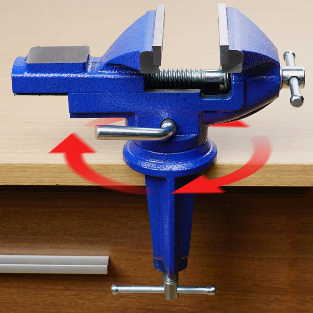 Tornillo de banco de mesa, Mini tornillo de banco mecánico de servicio, Base giratoria de 360 grados, abrazadera superior de mesa de hierro fundido, tornillo de banco de prensa con yunque