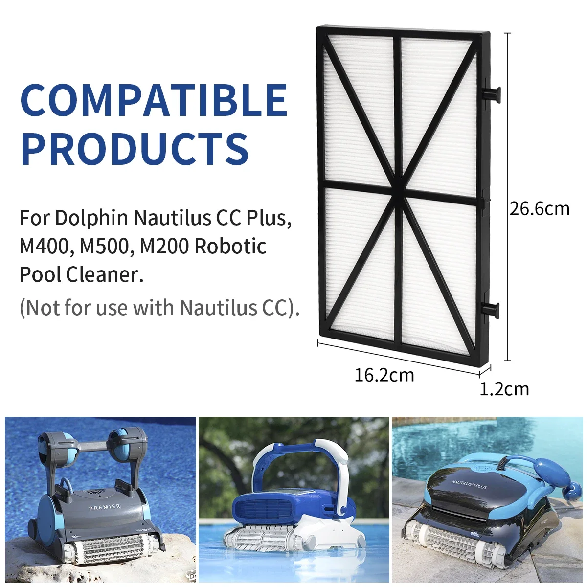 Robotic Pool Cleaner Filters, Replaces for Dolphin M400/M500 & Nautilus CC Plus Ultra Fine Cartridge Filter Panels