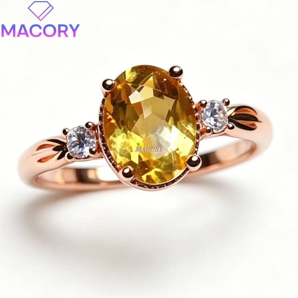 S925 sterling silver Citrine ring delicate craftsmanship classic and simple design eye-catching accent for everyday wear