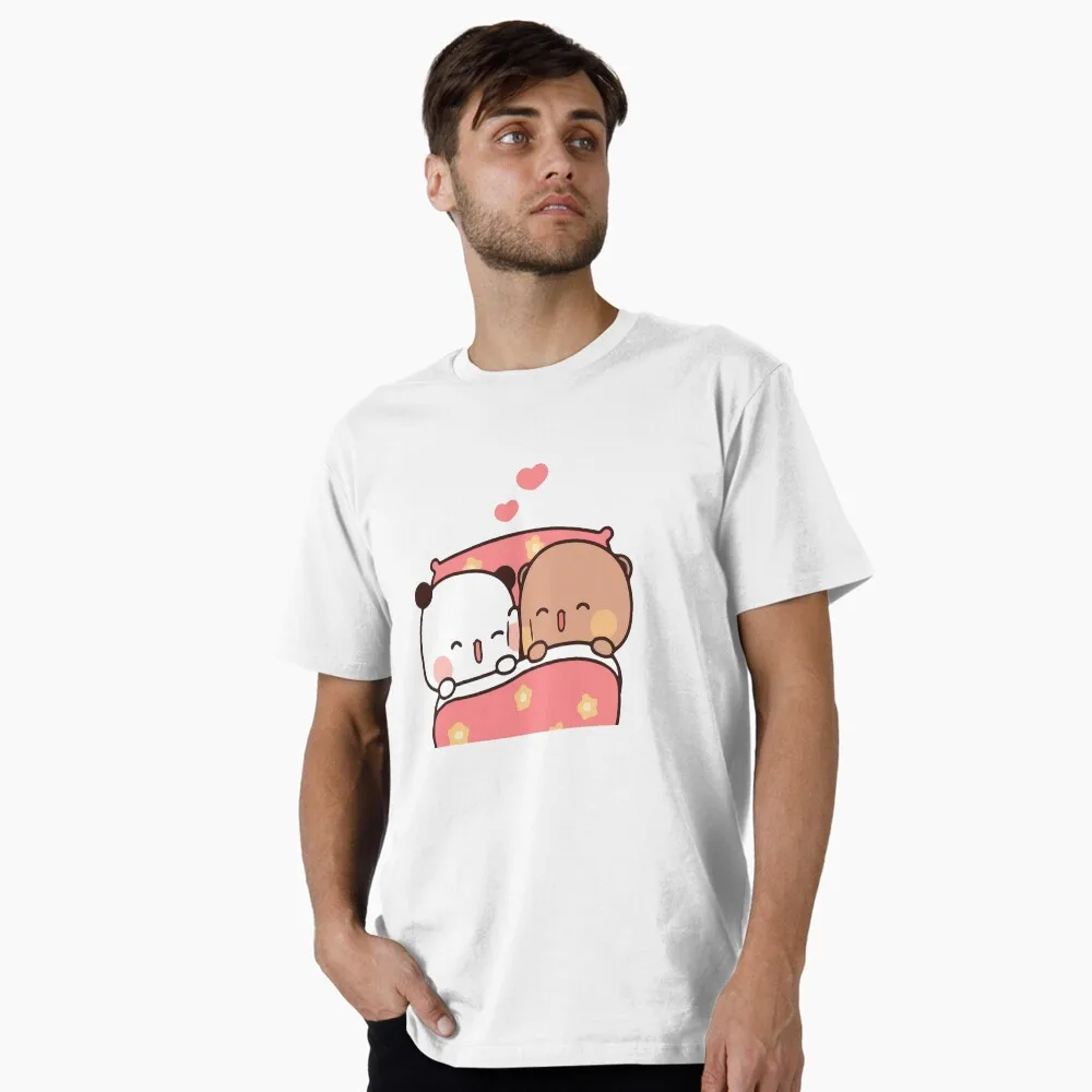 

Bubu & Dudu cuddles in bed Gift t shirt ‌kawaii‌ Panda Bear Cartoon Graphic tee Cute Y2K Clothes 100% cotton All size Tee S-6XL