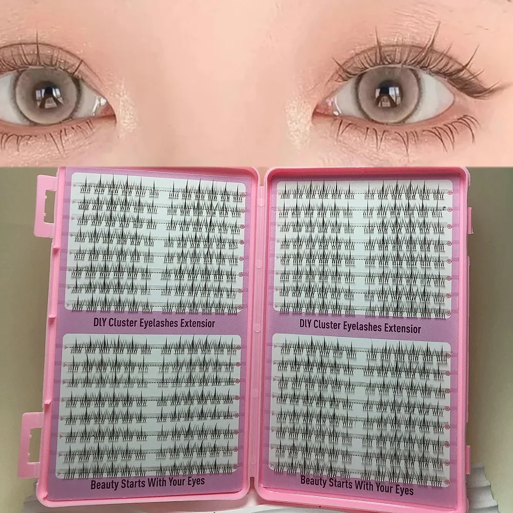 

384 Clusters, Natural Brown, C-Shaped Curly, Fluffy, 0.07mm Thick for Easy Application, Reusable