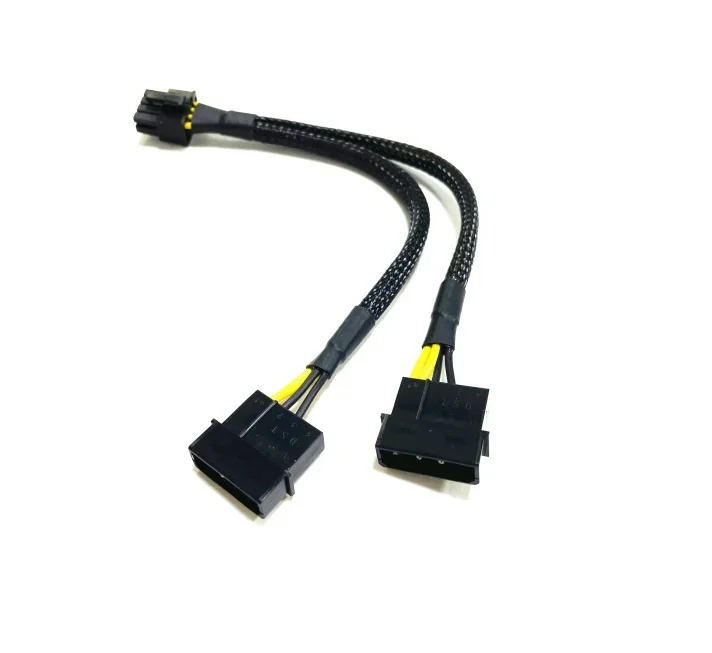 WENJUN 20cm sleeved Dual IDE Molex 4Pin to CPU/ ATX 8Pin male Power Adapter Cable for PC computer