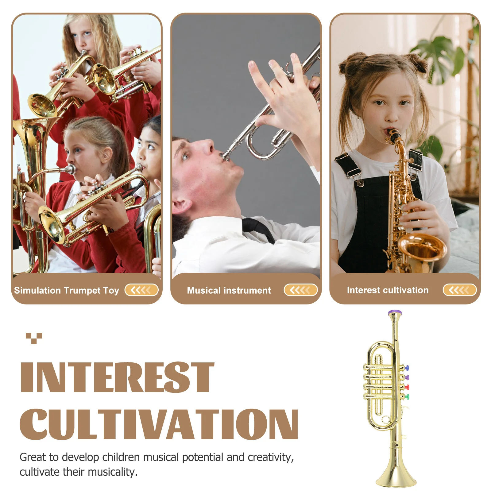

Simulated Trumpet Kids Musical Instrument Lifelike Creative Early Educational Plaything Voice Rhythm Discrimination