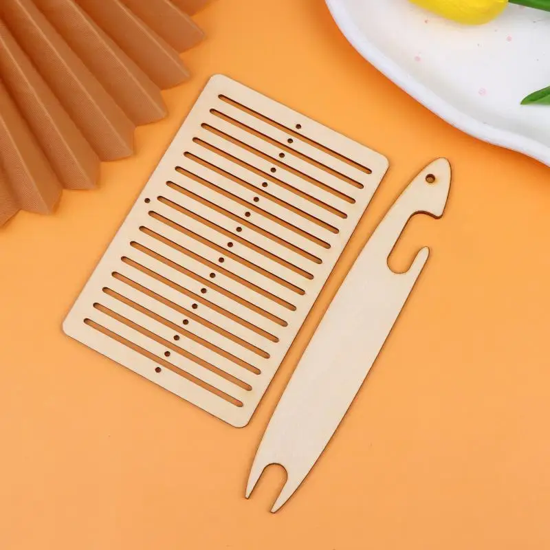 2Pcs/Set Weaving Loom Kit Wooden Belt Weaving Loom Weaving Shuttle Tools Arts Crafts For Backpack Strap Camera Strap Knitting