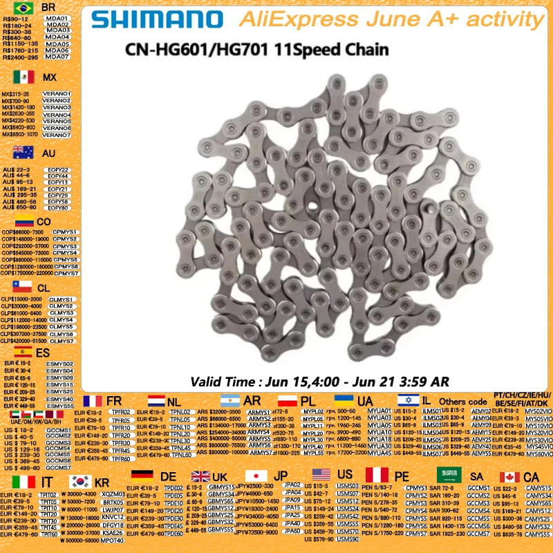 Corrente Shimano HG601 HG701 11 velocidades ULTEGRA DEORE XT Corrente 112/116/122/126 Link HG CN para Ultegra 6800 R8000 XT M8000 Corrente de estrada