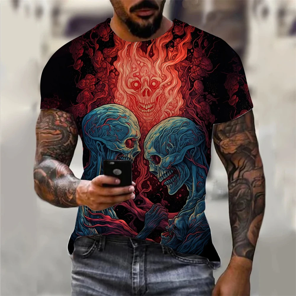 Men T Shirts Skull Print Tee Shirt Men Skull Graphic Tees Men's Summer Clothes Men T Shirts Short Sleeve Tee Harajuku Clothes