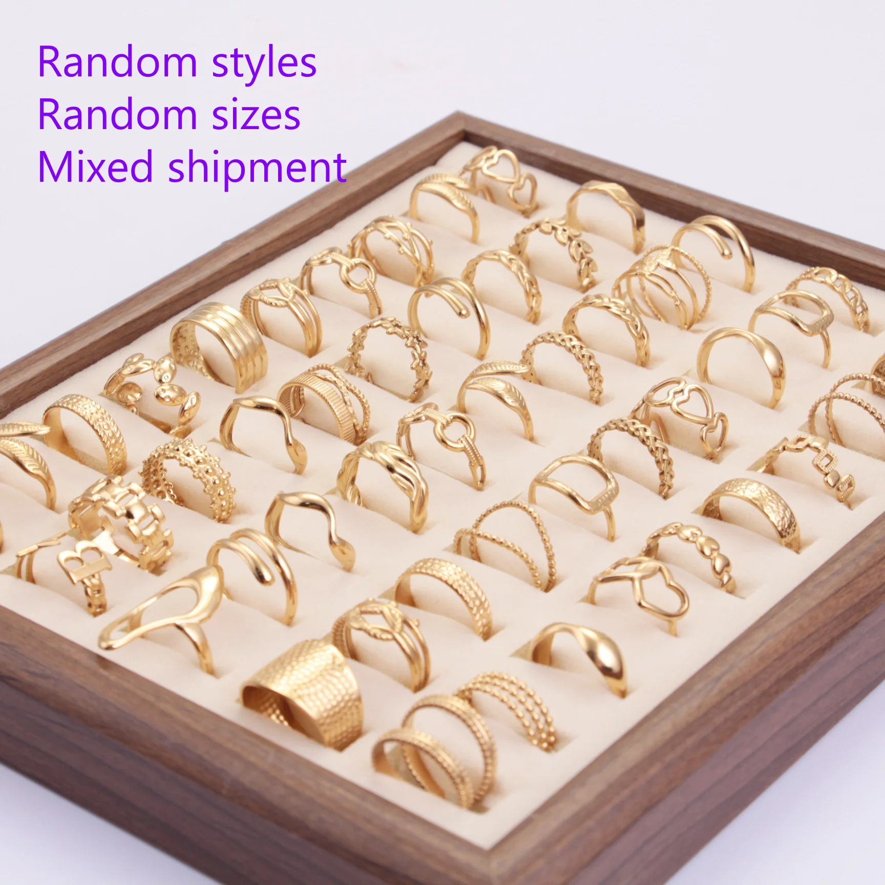 Hot Sale 925 Silver Gold-plated Ring Random Style and Size Mixed Ring Heart Women Surprise Wedding Gift Jewelry Fashion Ring
