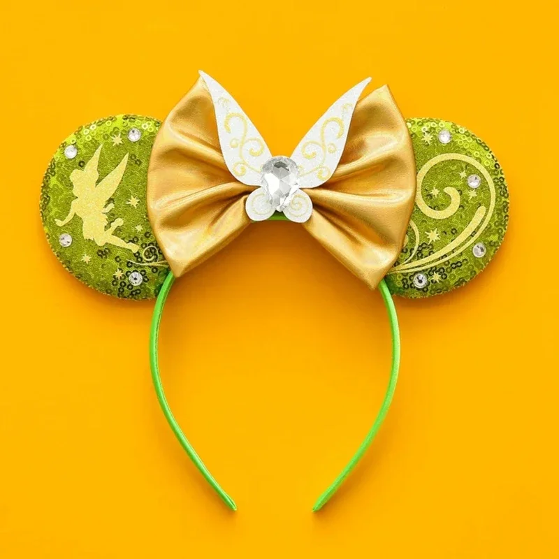 Disney Tinker Bell Hairbands Mickey Mouse Ears Headbands for Girls Kids Party Headwear Women Baby Sequins Bows Hair Accessories