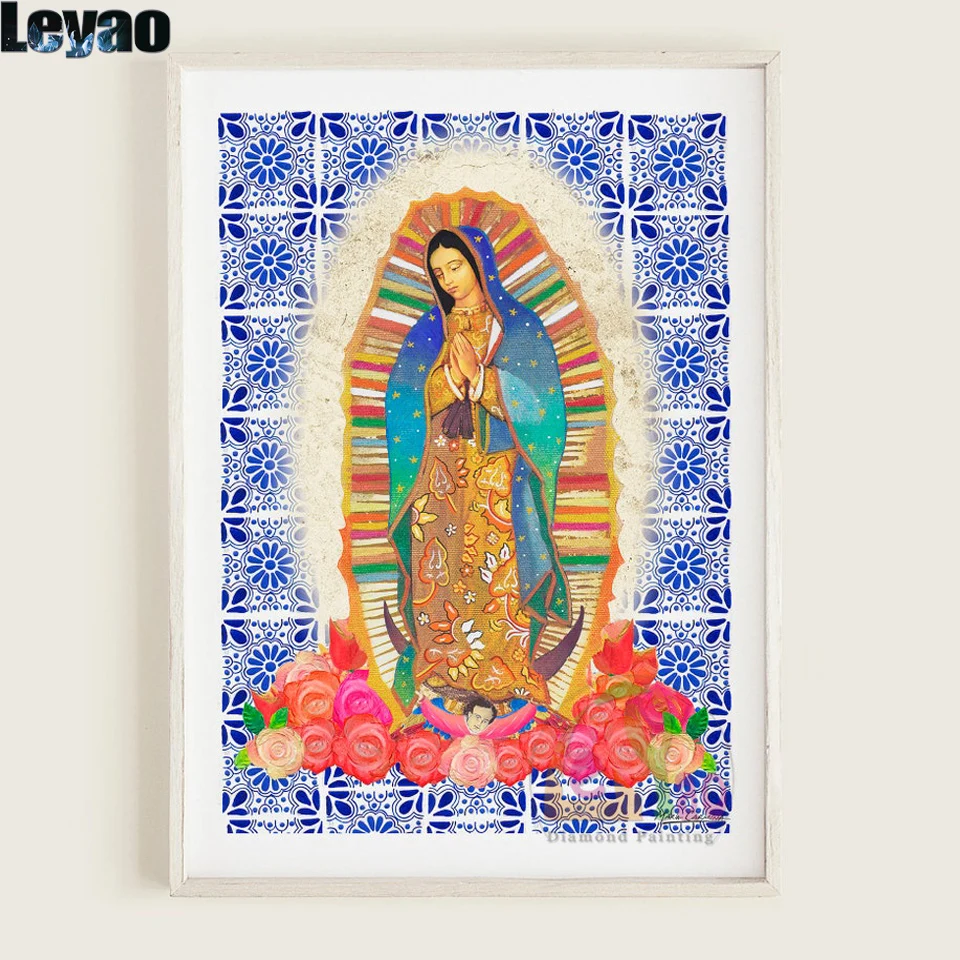 5D Diy diamentowe malowanie diamentowe hafty Virgen Guadalupe katolickie ozdoby do dekoracji wnętrz religijne naszej pani z Guadalupe matka Mary