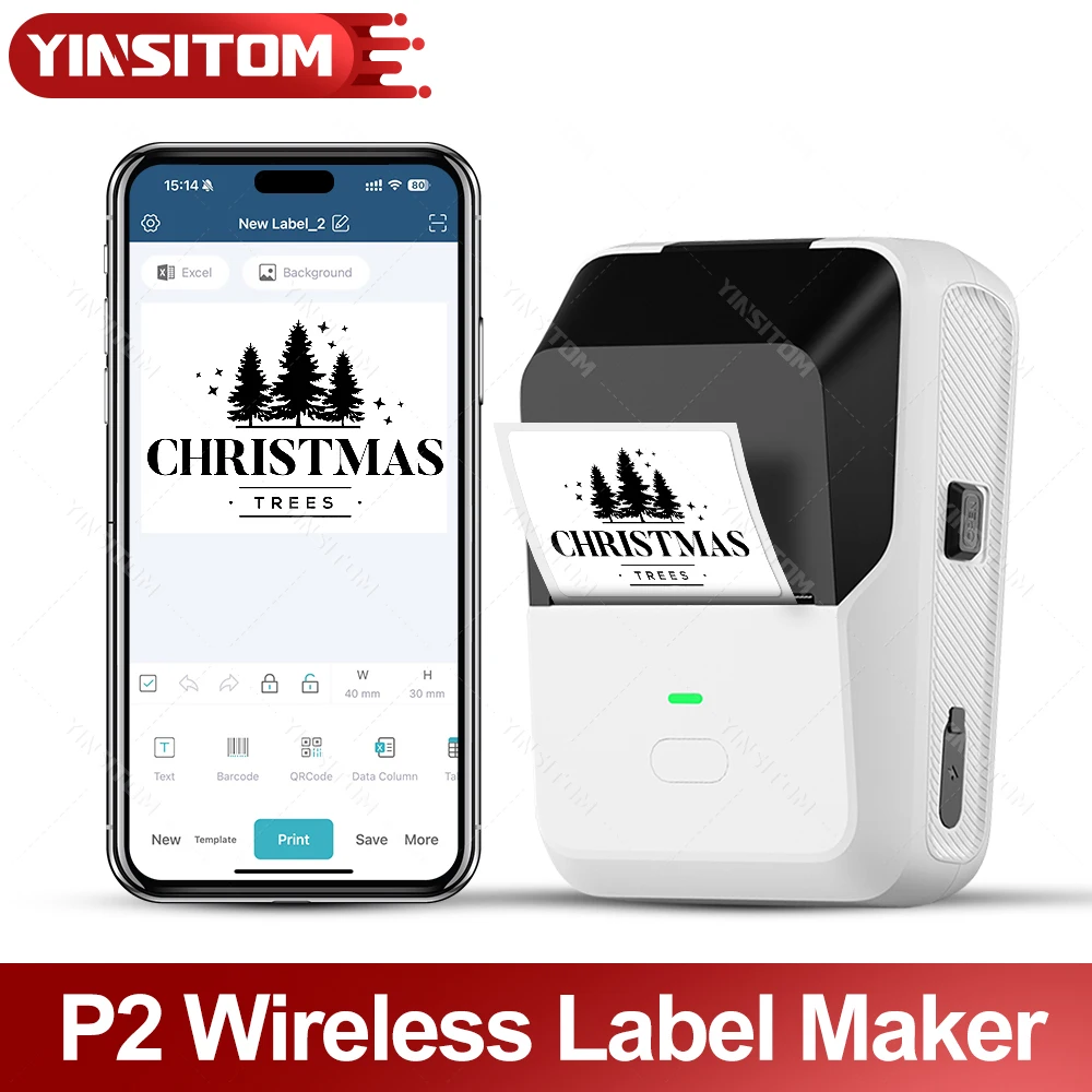 

2inch Mini Self-adhesive Portable Thermal Label Printer for Business Home Office Wireless Inkless Logo Sticker Maker with PAPERs