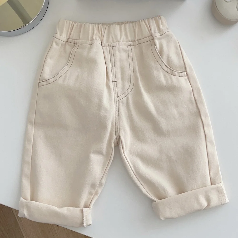 Toddler Boy School Pants Solid Color Spring Autumn Children Clothing Vintage Kids Jeans New Arrival