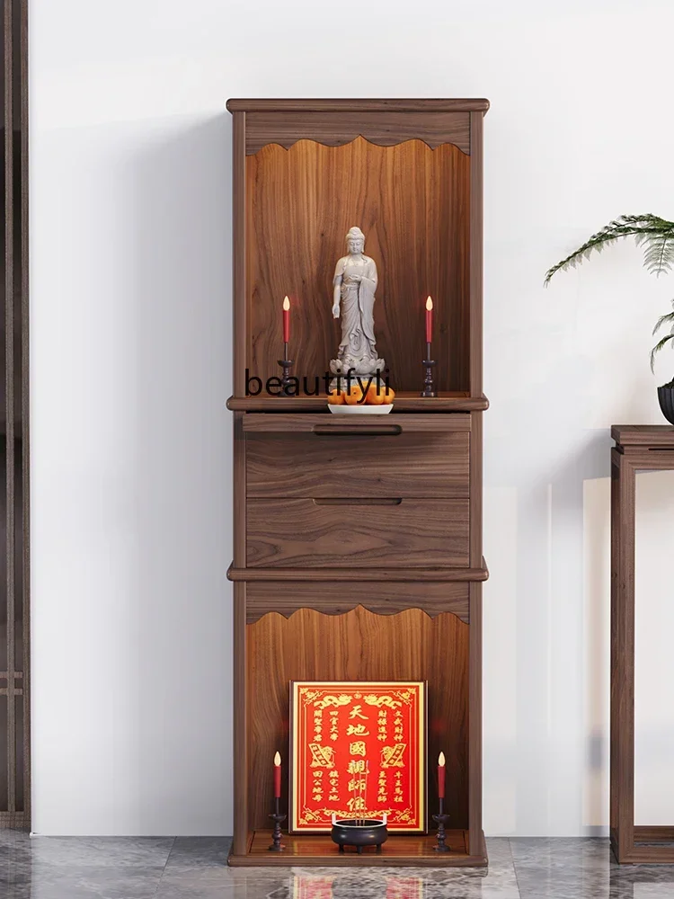 Q181  Solid Wood Double-Layer Altar Cabinet New Chinese Buddha Niche Landlord Cabinet Buddha Cabinet Clothes Closet