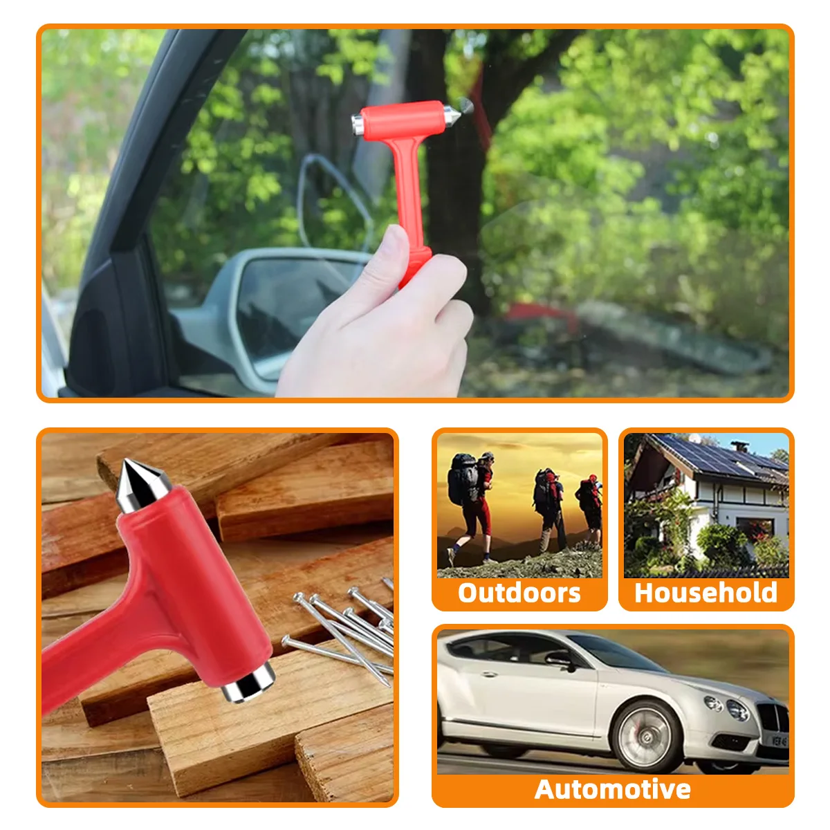 2-in-1 Auto-Notfallhammer mit Gurtschneider für Sicherheit, Rettung und Flucht, tragbarer Glasfensterbrecher – Detail 7
