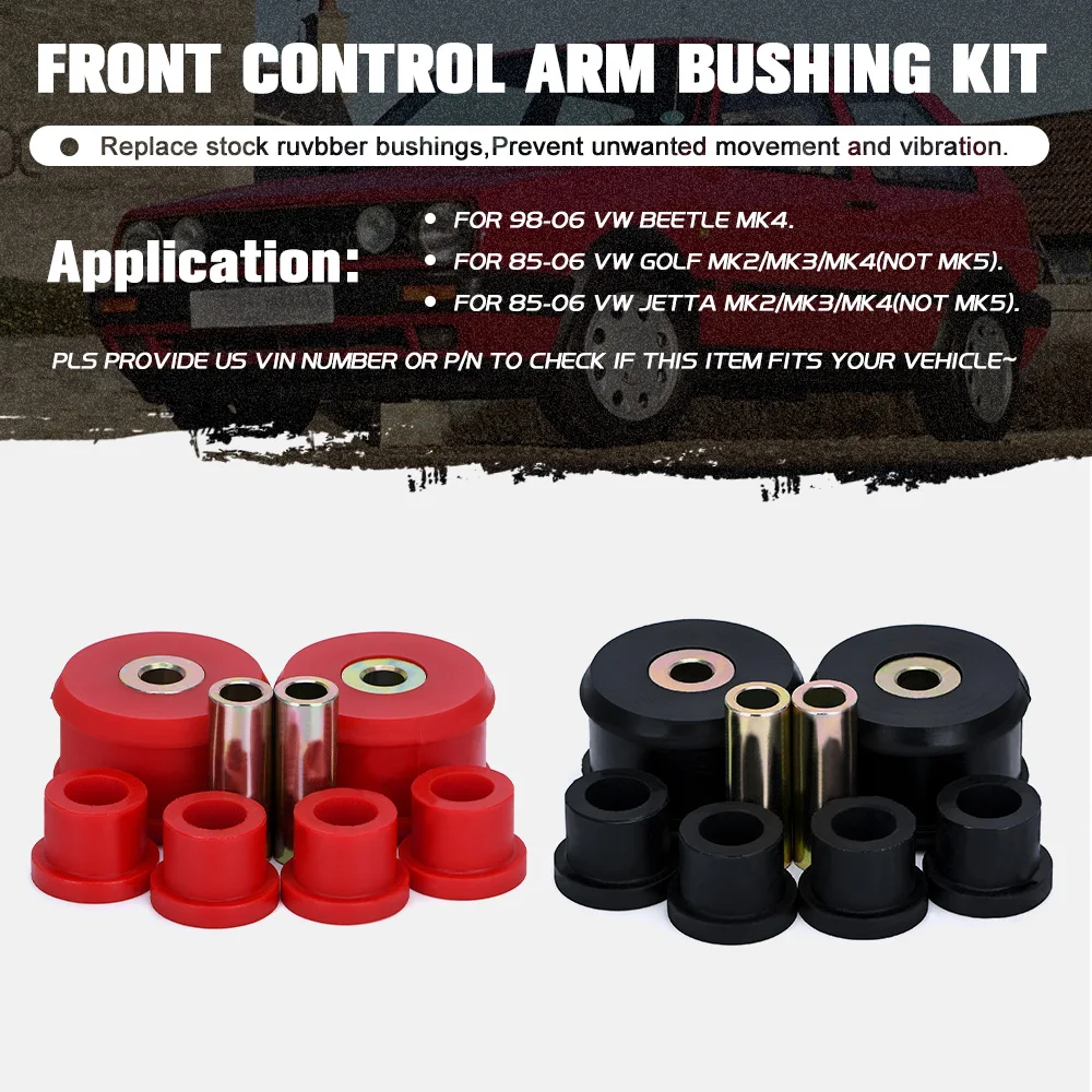 Front Control Arm Bushing Kit FOR VW Beetle 98-06 / Golf 85-06 / Jetta 85-06 Polyurethane BLACK,RED WX-CAB01